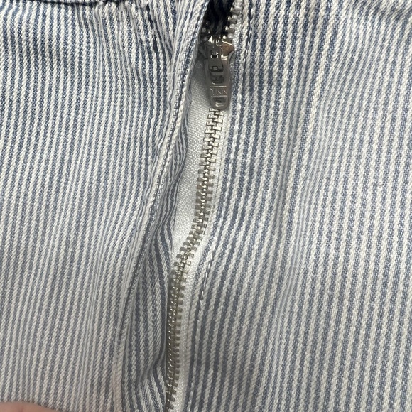 Anthropologie Self Contrast Skirt L Blue White Stripe Jean Midi Front Slit - Picture 4 of 8